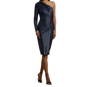Ralph Lauren Shimmering Navy One-Shoulder Dress